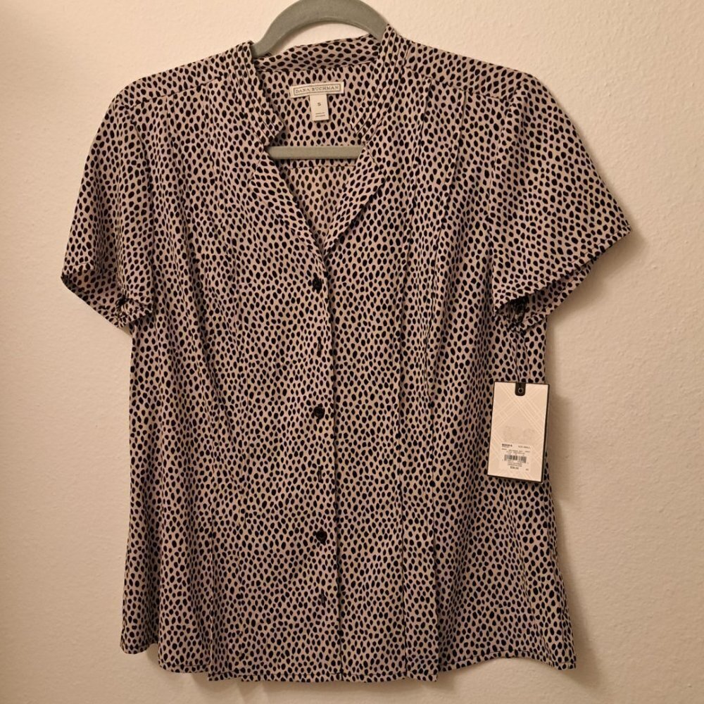 Dana Buchman Animal Print Button Up Blouse Size Small
